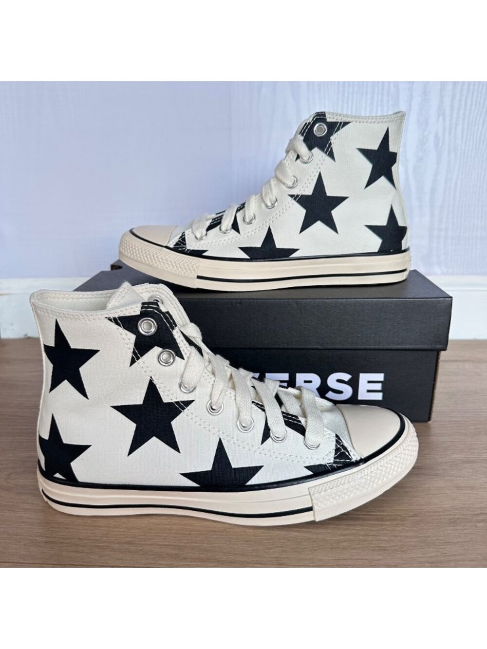 Converse Chuck Taylor Large Stars Hi Sz 7.5 Womens Shoes Sneakers Beige A09898F